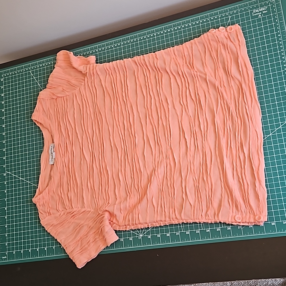 Emily Daniel's bright peachy orange top size small